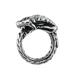 GWTNN OEM Anillos Satanicos魔鬼眼带戒指男女通用龙头哥特式戒指