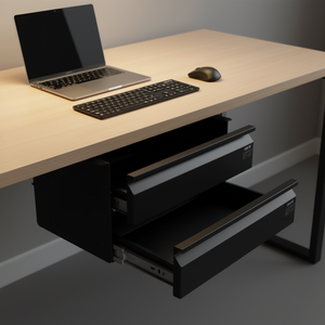 Ergo Under <b>Desk</b> Drawer Organizer 16 In 2 Tier Metal <b>Space</b> <b>Saving</b> Office Desktop Storage Minimalist Design - Product Image 2