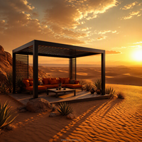 Gazebo motorisé en aluminium à toit rétractable, lames réglables, panneaux latéraux en verre anti-poussière, éclairage LED, bioclimatique pour jardin