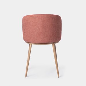 Fauteuil de salle à manger en <span class=keywords><strong>tissu</strong></span> <span class=keywords><strong>rose</strong></span> |   <span class=keywords><strong>Chaise</strong></span> de style <span class=keywords><strong>scandinave</strong></span> avec impression bois par transfert thermique et pieds en métal - Product Image 4