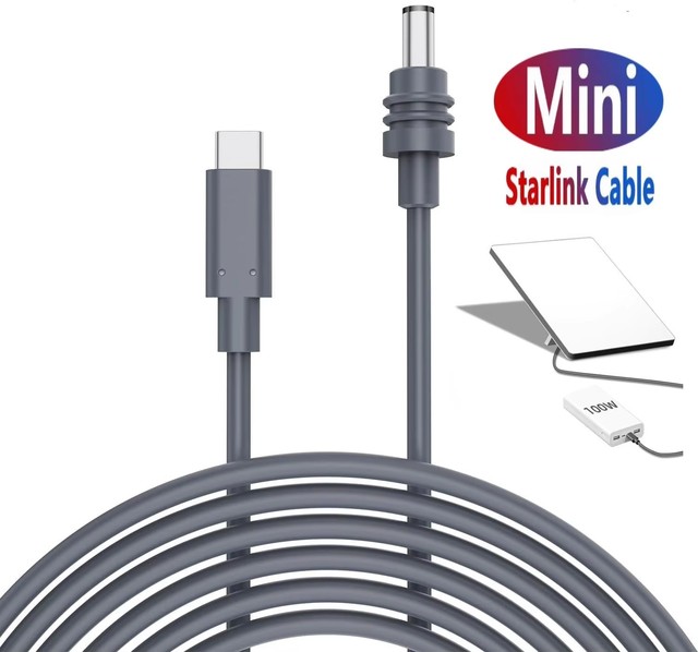 For StarLink 2M 5M USB C to DC Power Cable for Starlink Mini USB Type-C Input to Waterproof Power Cable Fit Starlink Gen3 Mini