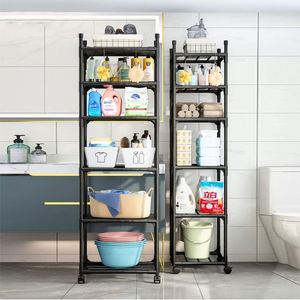 Wholesale Modern Movable 6-Tier Rolling Carbon Steel Shelves <b>Standing</b> Type Durable Kitchen Storage Trolley Wheels 40x32x170cm - Product Image 2