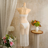 Maillot de bain deux pièces pour femme avec haut bandeau et robe de plage transparente, style brésilien, 3 couleurs, tailles S-L