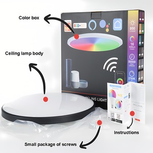 Haomeng Maßgefertigte Graffiti Smart APP Fernbedienung WLAN-Deckenleuchte Dimmbar Farbwechsel <span class=keywords><strong>Alexa</strong></span> Sprachsteuerung für Zuhause und Hotel 5,0 Zoll - Product Image 2