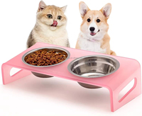 HoFong Grand Bol pour Chiens Chats Support d'Alimentation en Acrylique avec Support Organisateur pour Petits Animaux de Compagnie Plateau d'Alimentation à Eau pour Présentoir de Rangement