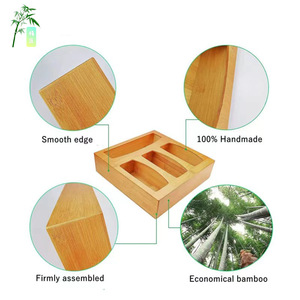 <b>Bamboo</b> Storage Box 12x12inch 4-Compartment Food <b>Container</b> Rectangle Shape For Kitchen Organization - Product Image 2