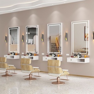 Espejo de maquillaje especializado con lámpara LED, espejo de belleza moderno para peluquería, espejo con soporte para barbería, espejo modelo para colgar en la pared - Product Image 2
