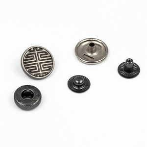 Haute qualité 10mm 20mm 4 parties logo personnalisé conception <span class=keywords><strong>laiton</strong></span> gravé sac chaussure chapeau presse métal boutons pression pour vêtements - Product Image 3