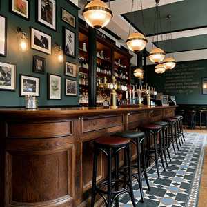 Bancone <span class=keywords><strong>Bar</strong></span> Vintage in Legno Massello, Finitura Durevole, Design Classico Multifunzionale per Pub/Hotel, Salotto, Soggiorno - Product Image 5