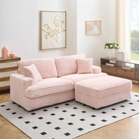 Sofá Seccional Modular de Dos Plazas, Color Rosa y Blanco Personalizado, Diseño de Nube Comprimida, Tapizado en Terciopelo Suave y Esponjoso, Estilo Moderno para Apartamento