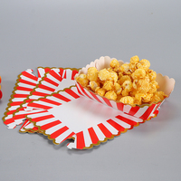 Maßgefertigte Einweg-Pappschale für Popcorn Rot-Weiß Gestreift mit Wellenrand für Jahrmarkt Kino Snack-Bar