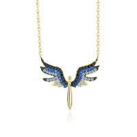 Daila-Colgante de plata con forma de ala de Ángel, joyería hecha a mano, collar con abalorio de circonia, chapado en oro, delicado, azul y negro