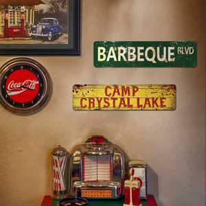 Ensemble de panneaux métalliques vintage <span class=keywords><strong>Camp</strong></span> <span class=keywords><strong>Crystal</strong></span> <span class=keywords><strong>Lake</strong></span> Barbeque, décoration murale rétro pour la maison, patio, cabane, décoration d'horreur - Product Image 3