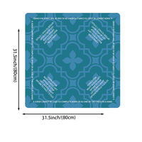 Tapis de Mahjong carré imprimé à motif floral géométrique en losanges, base en caoutchouc antidérapante, accessoires de jeu écologiques et imperméables