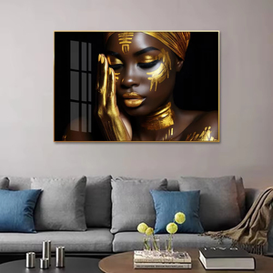 Guanjun Body Art <span class=keywords><strong>Peinture</strong></span> Murale Verre Art Mural Luxe Africain Décoration Intérieure Cristal <span class=keywords><strong>Peinture</strong></span> Porcelaine Or - Product Image 6