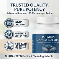 Complément de butyrate en gélules molles 1200 mg Postbiotique pour la santé intestinale, le soutien digestif et la réparation de la muqueuse intestinale