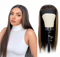 Perruque Bandeau Longue Ondulée Naturelle avec Mèches Synthétiques Marron pour Femmes Noires – Pose Rapide – Meilleure Vente