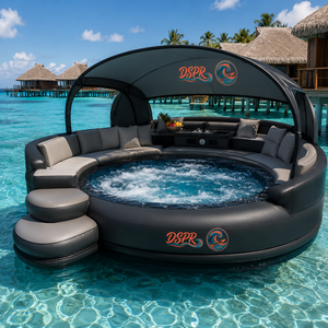 Flotador Inflable Redondo para Piscina, con Toldo, Tira Luminosa, Sofá Curvo, Escalones de Entrada Laterales para Diversión en Grupo - Product Image 6