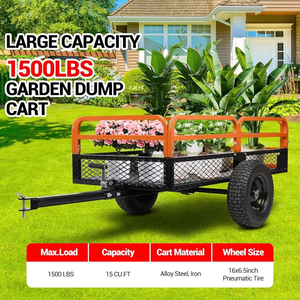 Chariot <span class=keywords><strong>de</strong></span> jardin industriel robuste en acier à quatre roues avec poignée rotative, côtés amovibles et structure en maille pour le rangement des outils - Product Image 4