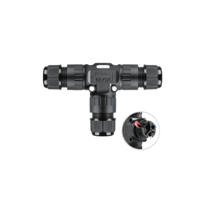 Newstep IP68 T-Shaped <strong>3</strong>-Way Waterproof Lighting Power Wire <strong>Connector</strong> M20/M25/M16 3Pin Male/Female 2P 16A Rated Current PA66 - Product Image 1