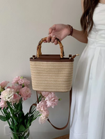 Sac bandoulière tendance pour femme, sac seau en paille tressée à porter à la main avec broderie décorative, nouveau petit sac tissé de niche