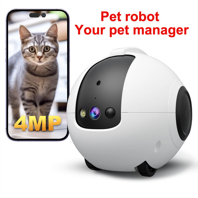 10000mAh Battery AI Pet Camera 360 PTZ 4K Full Color Night Vision Two Way Audio Auto Recharging Pet Monitor