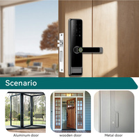 Kunci Pintu Depan Elektronik Harga Terjangkau Biometrik Kode Sidik Jari Aplikasi Pintar Cloud Paduan Aluminium Baja Tahan Karat/Pintu Kaca