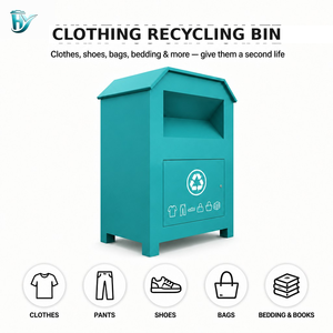 Contenedor de Reciclaje y Donación de Ropa Usada para Exteriores, Acero Galvanizado Ecológico para Uso Comunitario - Product Image 5