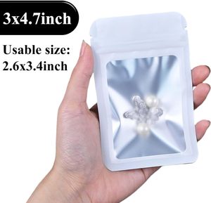 Bolsas Sellables con Cierre Hermético, Blancas, de Mylar, con Frente Transparente, a Prueba de Olores, Reutilizables, con Cierre Ziplock para Líquidos y Sólidos - Product Image 2