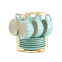 Ensemble de tasses à café et soucoupes en céramique élégant et luxueux, style britannique, pour le thé de l'après-midi, ensemble de six pièces pour la maison