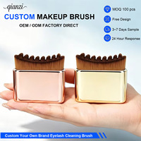 Brosse de massage lymphatique, brosse corporelle à poils doux, picots de massage, grande tête plate, manche carré, pour massage du visage/du contour/du contour des yeux/du cou