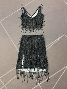 Novance Y4145 Tienda en línea Productos Vestidos de cóctel para mujer Cristales negros Borlas Vestidos de fiesta cortos para damas Traje de cantante - Product Image 5