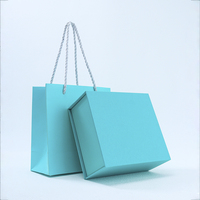 Boîte d'emballage personnalisée de qualité supérieure, bleu œuf de moineau, avec couvercle rabattable, boîte cadeau rigide magnétique avec sac de transport coordonné