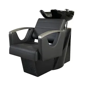 2023 Hot Sale Black Barber Shop Beauty Spa Hair Salon Furniture Shampoo Sink Back Washing Unit Shampoo Chair