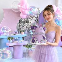 Décorations de gâteau d'anniversaire musical violettes : ensemble de décorations de gâteau Joyeux Anniversaire avec boule disco, microphone, note, étoile, cœur – Fournitures de fête