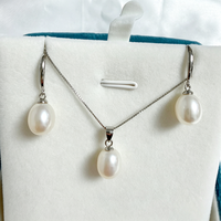 Parure de bijoux classique en perles d'eau douce en forme de riz, plaqué or, argent 925, boucles d'oreilles et collier, cadeau de mariée, parures de bijoux unisexe de qualité supérieure