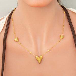 Nuevo Collar de Acero Inoxidable con Baño de Oro de 18K para Mujer, con Colgante de Corazón Tridimensional y Cielo Estrellado, a la Moda - Product Image 3