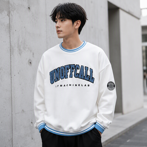 เสื้อสเวตเชิ้ตคอกลมทรงโอเวอร์ไซส์สำหรับผู้ชาย ผ้าคอตตอนผสม เหมาะสำหรับสตรีทแวร์ - Product Image 3
