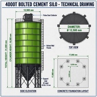Silo à ciment boulonné HAOLI 4000T, silo de stockage en acier assemblé par boulons pour les projets d'ingénierie des centrales à béton