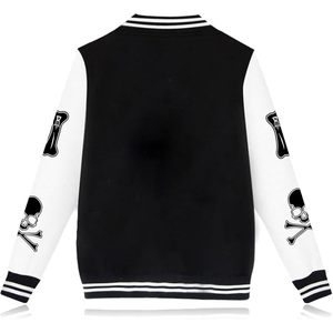 Babyhealthy <b>Men's</b> Varsity <b>Jacket</b> Letter C Black <b>White</b> Skull Print Baseball Bomber Windproof Casual Winter Coat - Product Image 2