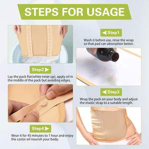 Paquetes de compresas de aceite de ricino reutilizables de Venta caliente para desintoxicación del hígado insomnio <span class=keywords><strong>estreñimiento</strong></span> <span class=keywords><strong>e</strong></span> <span class=keywords><strong>inflamación</strong></span>, envoltura de aceite de ricino orgánico - Product Image 4