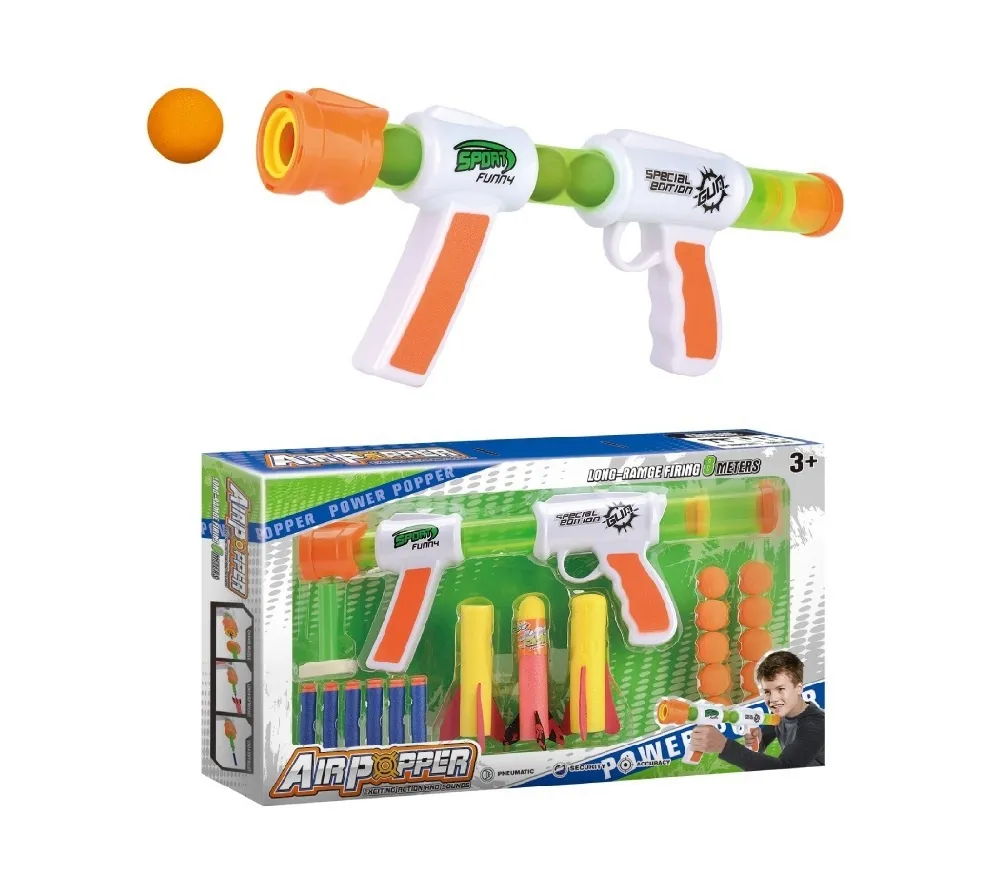 Pistolet multifonctionnel 3 en 1 Jouets à balles souples Balles de tir en mousse EVA Jeux de tir à fusées Pistolet à air comprimé pour enfants