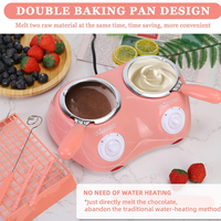 Ensemble de fondue au chocolat double 100 pièces, 2 bols en acier inoxydable, moules, fourchettes, bâtonnets, support anti-goutte, CE RoHS, pour chocolat noir et blanc, pâtisserie DIY, boîte cadeau