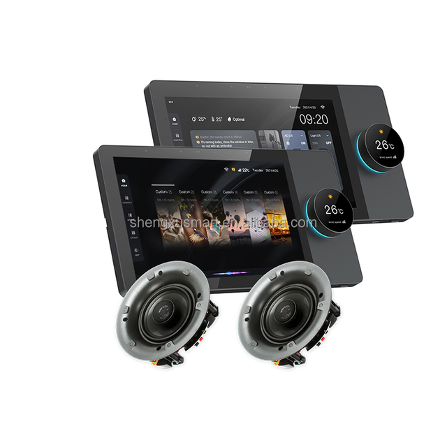 8 Inch Wall Mount Amplifier for Home Theater for Bluetooth Wi-Fi 20W Background Music Android Host Control Panel Connects 4 Hote