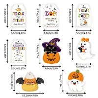 Étiquettes cadeaux Halloween Trick or Treat, 48 pièces par lot, 8 motifs, tailles variées de 5,5 à 10,2 cm, découpées, dos vierge, pour cadeaux de fête d'enfants