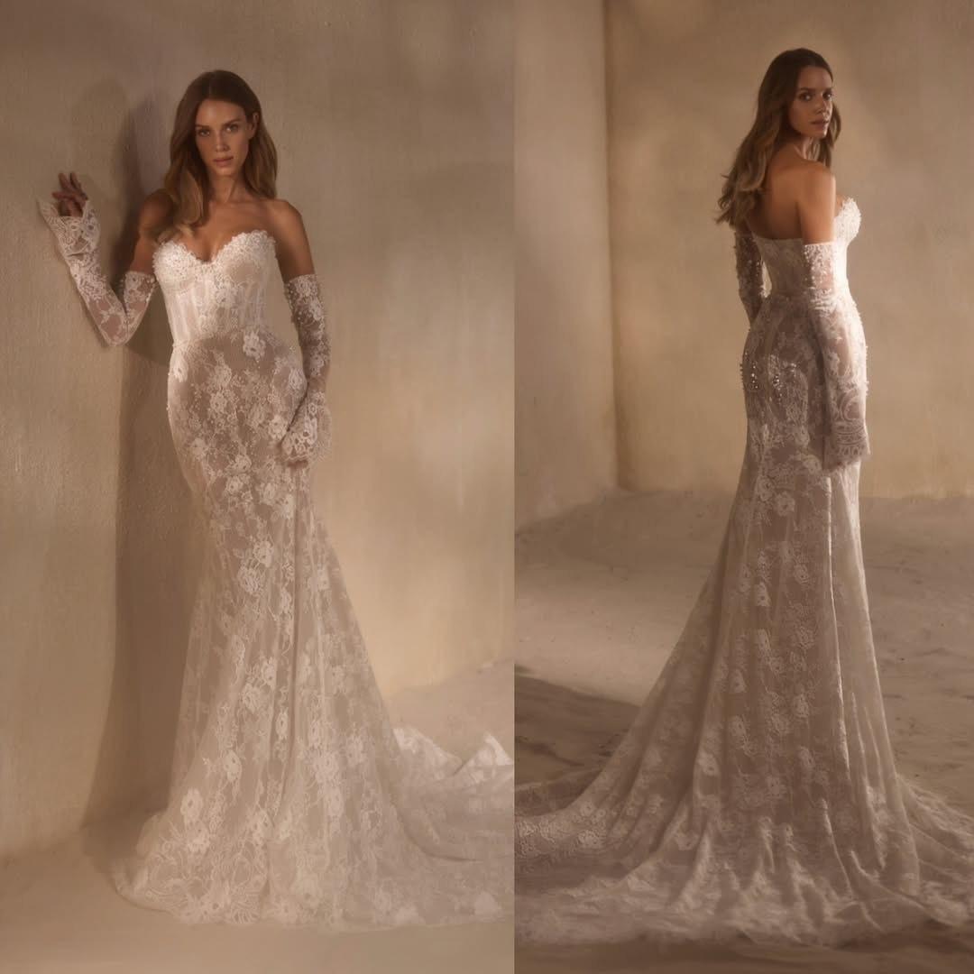 lace pearls beaded off shoulder long sleeve stunning soft