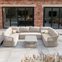 AJUNION Mobilier de jardin moderne et luxueux Canapé d'angle Tissu d'extérieur imperméable Meubles de patio Ensemble de salon Ensemble de canapés d'extérieur en corde