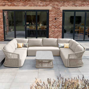 आधुनिक लक्जरी उद्यान फर्नीचर कोने सोफे वाटरप्रूफ आउटडोर कपड़े पैटियो फर्नीचर लाउंज सेट रस्सी आउटडोर सोफा सेट - Product Image 1