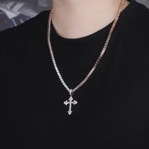 Ristar Cross Pendant Necklace The New Fashion 18k Gold Plating Iced Out Cz Diamond Ankh Pendant Ankh Cross Pendant Necklace