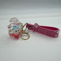 Porte-clés en acrylique liquide flottant avec pingouin, poisson-clown, pieuvre, breloque de sac à sable mouvant, ornement de sac cadeau souvenir